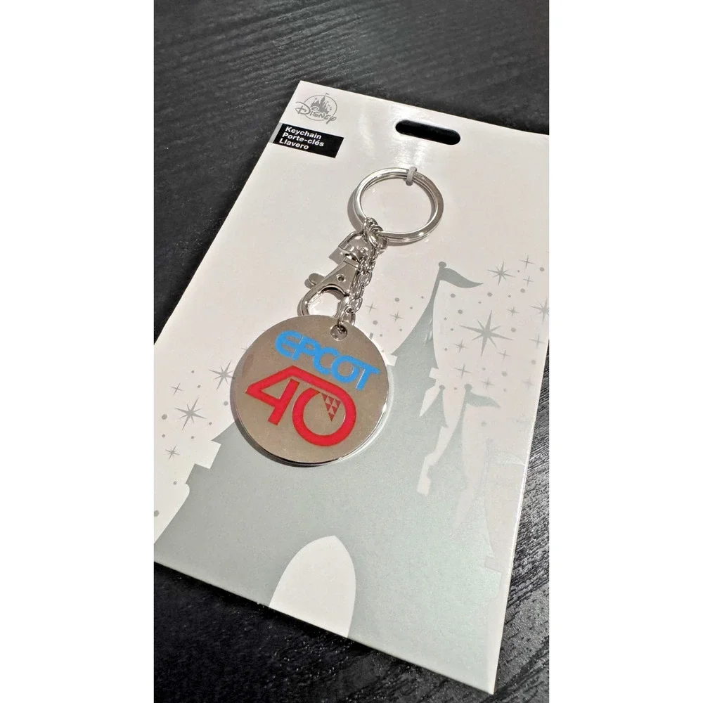 Walt Disney World Epcot 40th Anniversary Metal Keychain Rare Purse Charm NEW